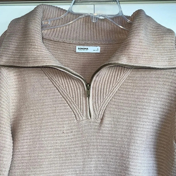 Sonoma Cozy Quarter Zip Crop length oversized sweater women’s size Small - Picture 3 of 11